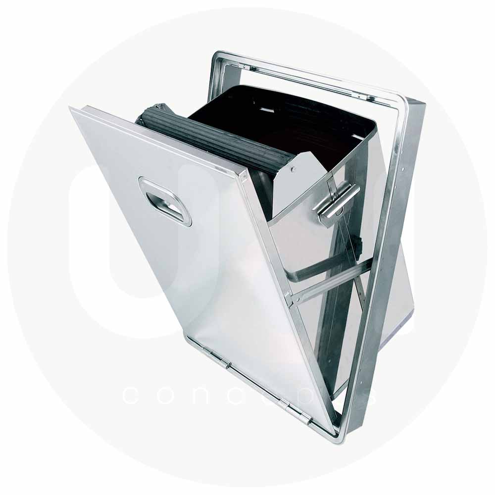 Priolinox afvalbak met uitklopstang inbouw RVS