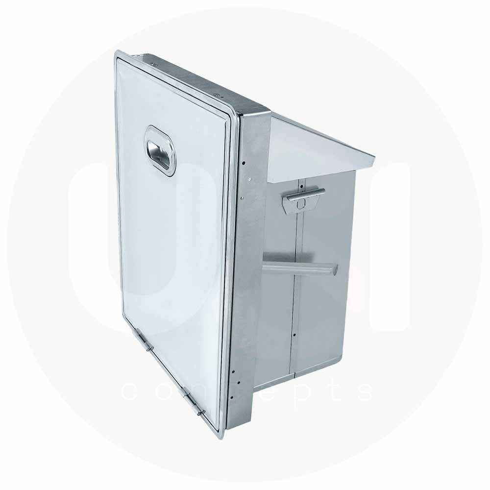 Priolinox afvalbak met deksel inbouw RVS